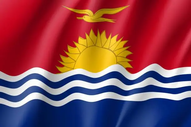 Vector illustration of Waving flag of Kiribati