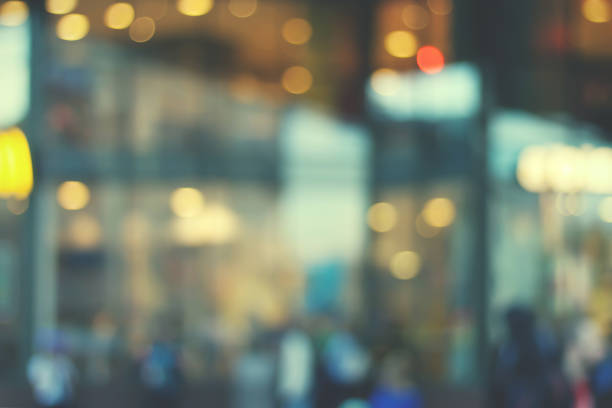 Blurry mall showcase. Blurry mall showcase. Mall showcase. Bokeh city background shop window stock pictures, royalty-free photos & images
