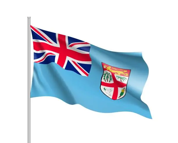 Vector illustration of Waving flag of Fiji