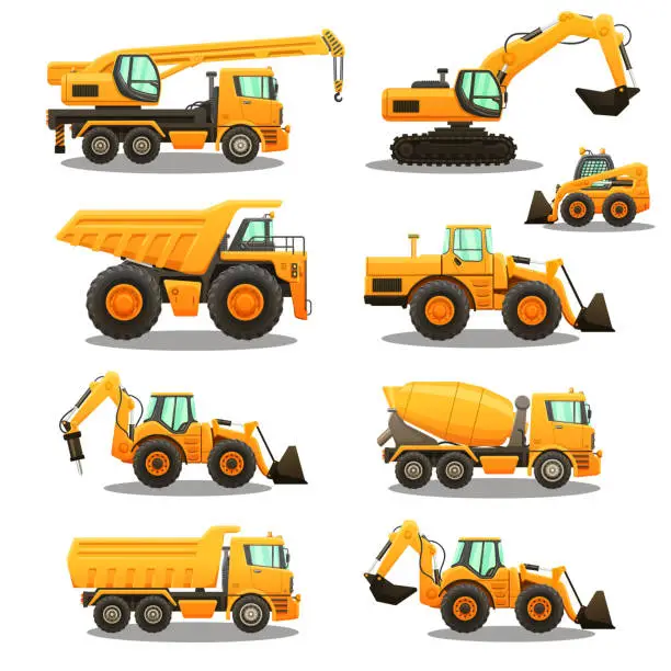 Vector illustration of Construction equipment set.