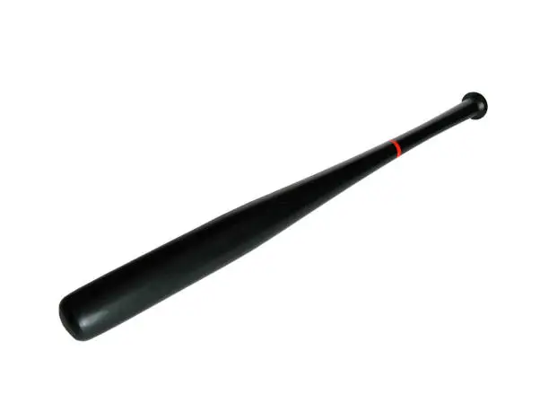 Black baseball bat on a white background