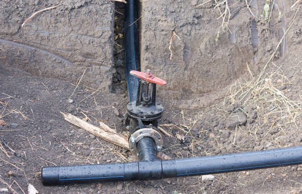 istock Installation of underground pipes for water 890834886