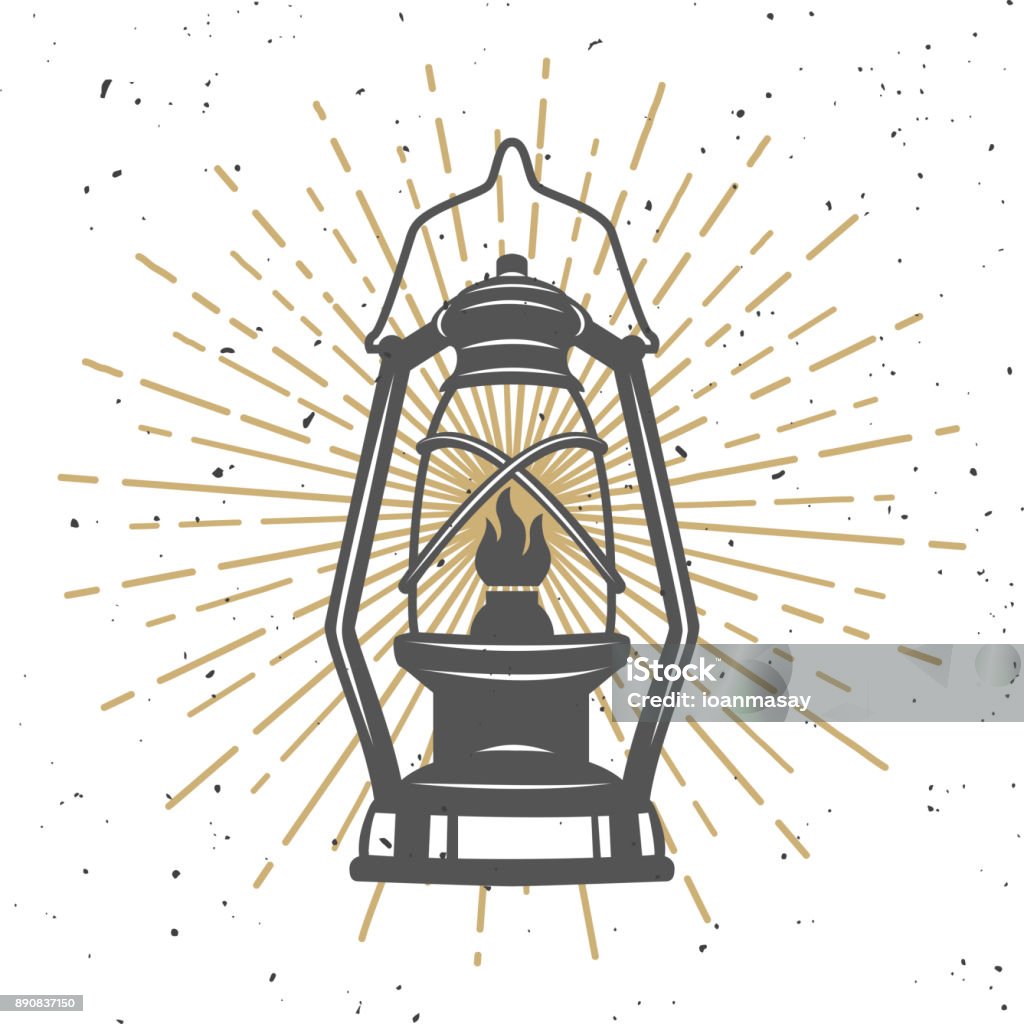 Ilustração de lâmpada de querosene vintage. - Vetor de Lanterna royalty-free