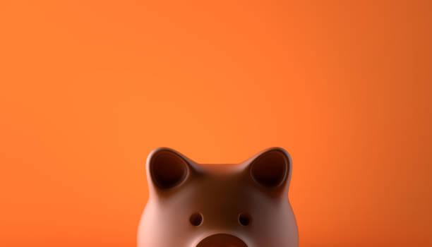 Piggy Bank Piggy bank over orange background pig photos stock pictures, royalty-free photos & images