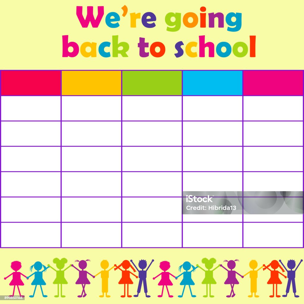Timetable Stylised School Timetable With Stylized Kids Stock Illustration - Download Image ...