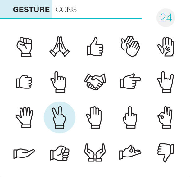Gesture - Pixel Perfect icons 20 Outline Style - Black line - Pixel Perfect Gesture icon / Set #24 gesturing stock illustrations