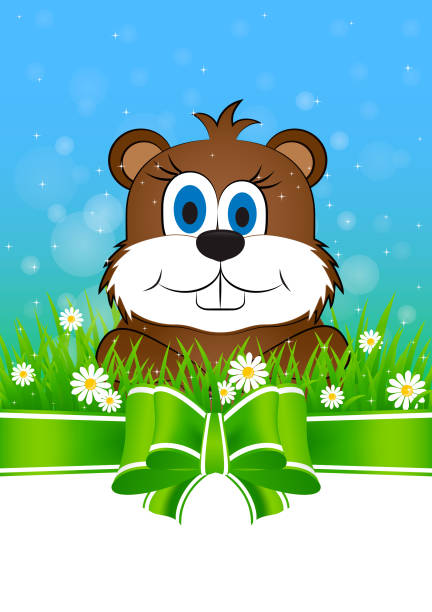 groundhog günü tebrik kartı - groundhog day tatil stock illustrations