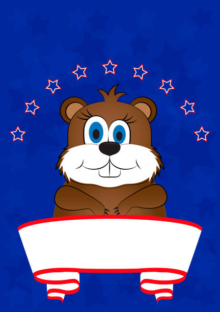 groundhog g ünü tebrik kartı - groundhog day tatil stock illustrations