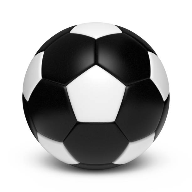 istock Black and white leather soccer ball 890859428