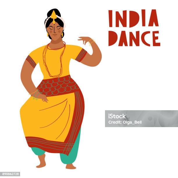 Vector India Dance Woman Bollywood Style Dancer White Background Isolated  Stock Illustration - Download Image Now - iStock