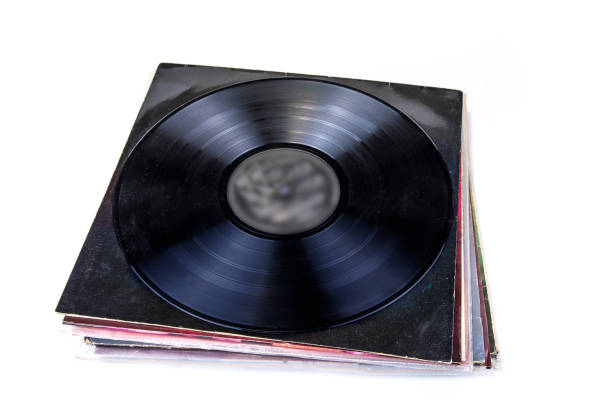 istock Black vinyl record on the white background 890882950