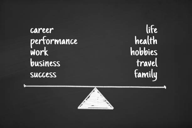 istock Blaance in Words Business Health Life on Chalk Board 890913950