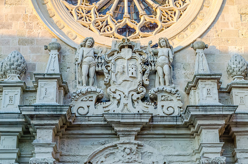 Detail of the Otranto Cathedral facade, iconic landmark in Salento, Italy