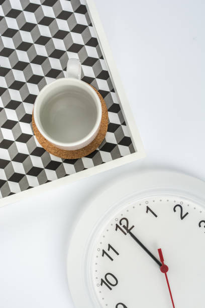 istock Simple minimalistic flat lay scene coffee cup on a tray 890931184