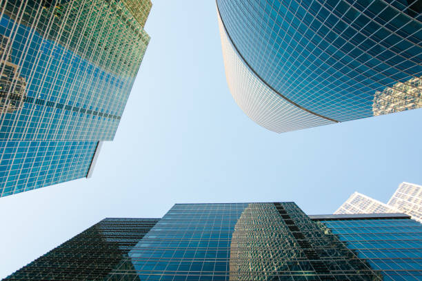 istock Low angle view of modern skyscrapers 890936492