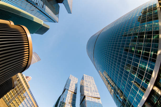 istock Low angle view of modern skyscrapers 890936898