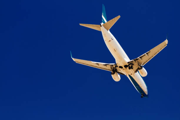 пассажирский самолет летит на фоне голубого неба - 3143 стоковые фото и изображения