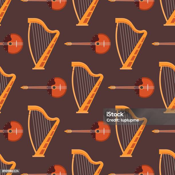 Guide Patterns On String Instruments Seamless Pattern Background Stringed Musical Instruments Classical ...