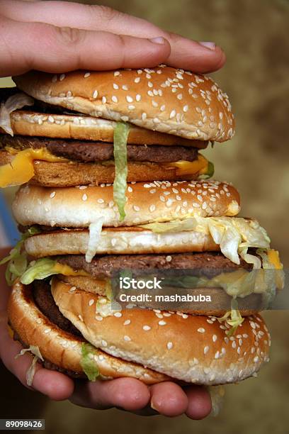 Threefold Hamburger Stock Photo - Download Image Now - American Culture, Beef, Bun - Bread