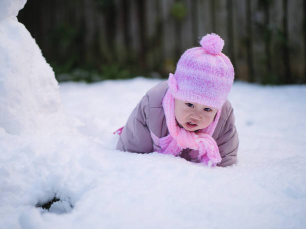 istock baby girl fall into snow 890984732