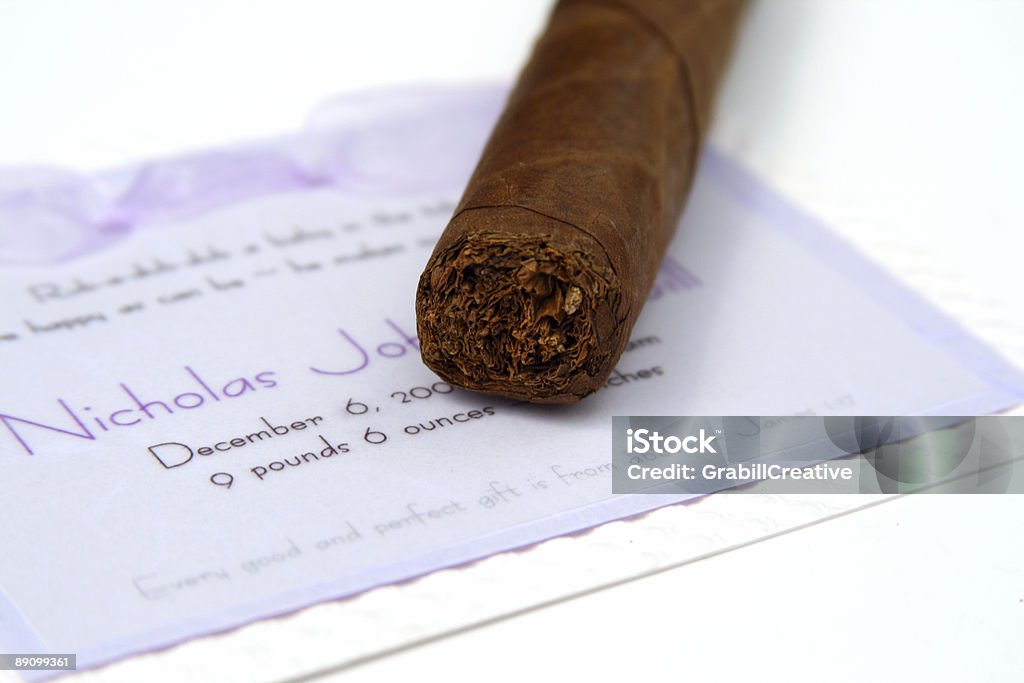 Handmade Birth Announcement in Lavender and Cigar  Announcement Message Stock Photo