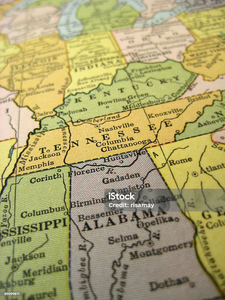 Antiguo Mapa de Tennessee - Foto de stock de Mapa libre de derechos