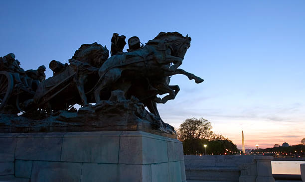 Monumento di Washington al crepuscolo - foto stock