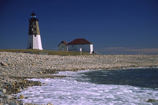 The point judith lighthouse is located on the west side of the entrance to narragansett bay, rhode island as well as the north side of the eastern entrance to block island south.