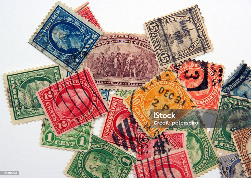 Old Us Postage Stamps Stock Photo - Download Image Now