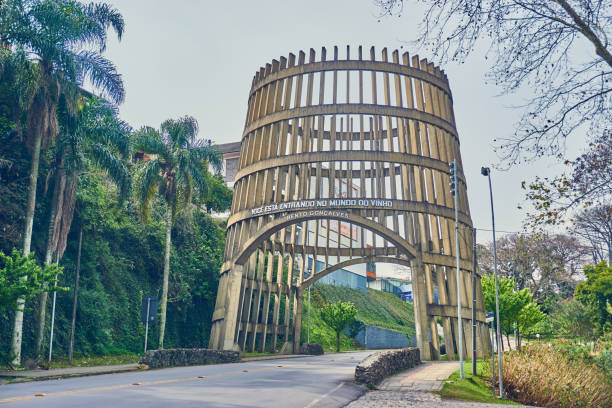 Pipa Pórtico is a portico located in the main entrance of the city of Bento Gonçalves, Serra Gaúcha. stock photo