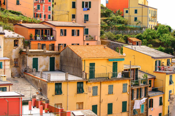Vernazza, Italy - July 8, 2017: View of Vernazza Colorful Houses.