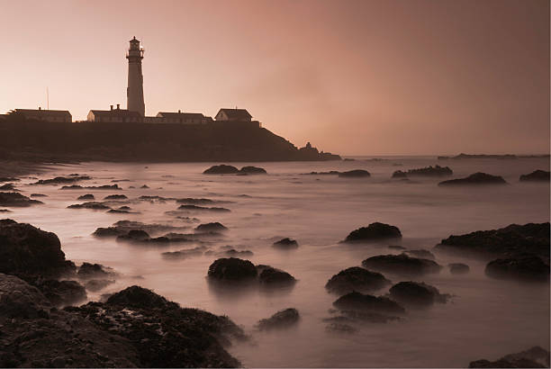 istock Pigeon Point Lighthouse, Sunrise, Fog, Sepia 89101434