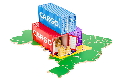 Cargo Shipping and Delivery from Brazil isolated on white background