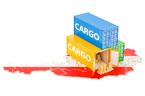 Cargo Shipping and Delivery from Austria isolated on white background