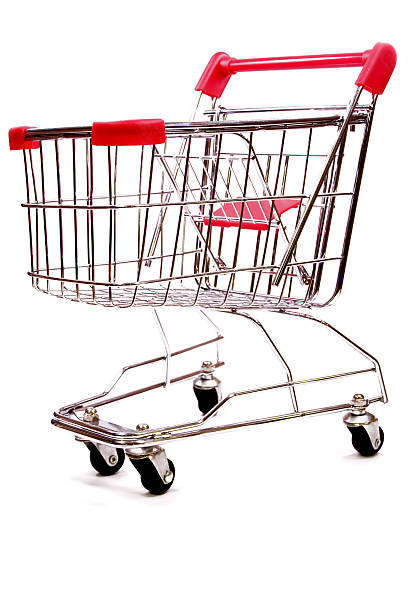 shopping trolley on white background 1 stock photo