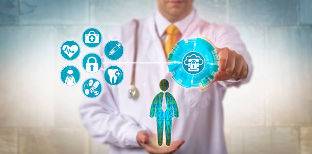 istock Doctor Securing Access To Health Record Via Cloud 891038064
