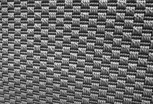 Textile Texture, Close Up of Gray Weaving Fabric Pattern Background with Copy Space for Text Decoration.