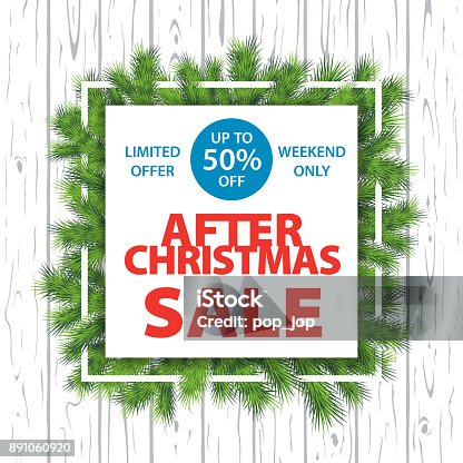 istock After Christmas Sale Branches Square Background - Vector 891060920
