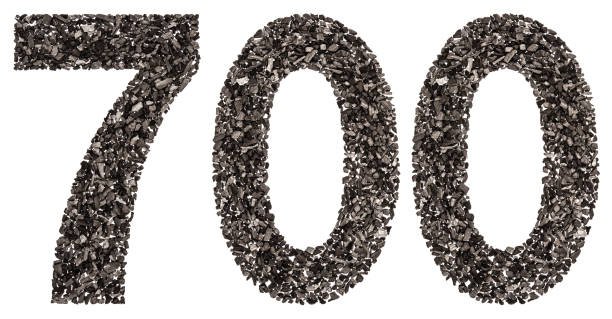 istock Arabic numeral 700, seven hundred, from black a natural charcoal, isolated on white background 891078470