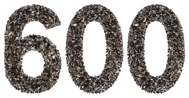 istock Arabic numeral 600, six hundred, from black a natural charcoal, isolated on white background 891080726