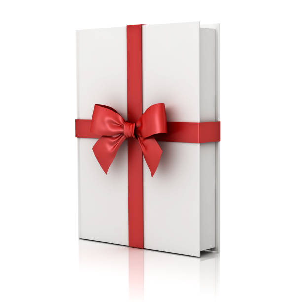 istock Gift book , blank book with red ribbon and bow isolated on white background with reflection 891081142