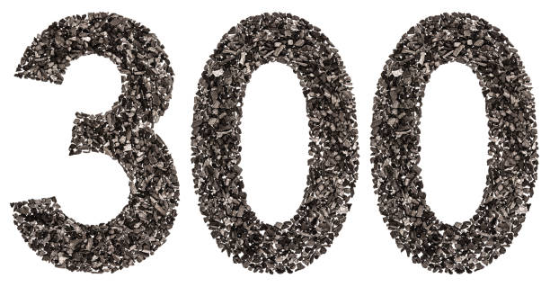 istock Arabic numeral 300, three hundred, from black a natural charcoal, isolated on white background 891089558