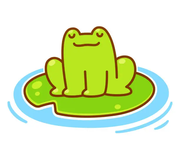 Vector illustration of Cute cartoon frog