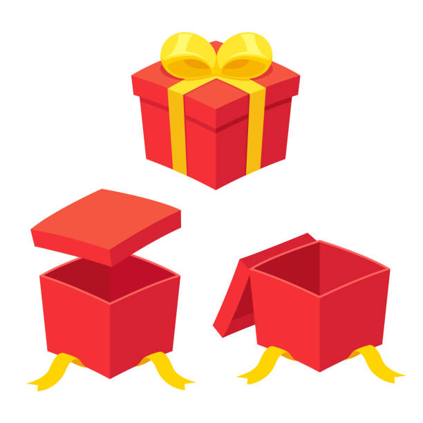 オープン ギフト ボックス セット - gift box christmas present birthday present three dimensional点のイラスト素材／クリップアート素材／マンガ素材／アイコン素材