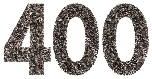 istock Arabic numeral 400, four hundred, from black a natural charcoal, isolated on white background 891102948