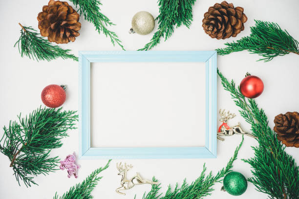 istock Decorated Christmas  on white background. New Year concept. Flat lay. 891107716