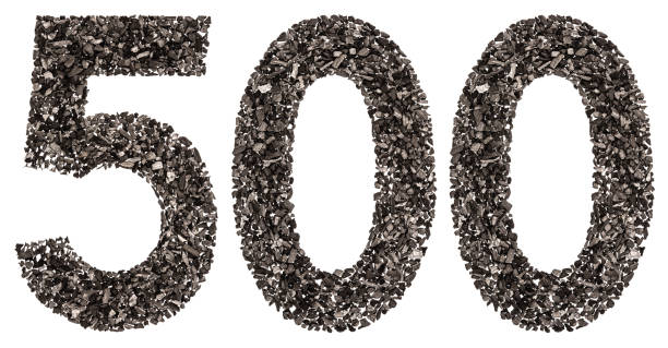 istock Arabic numeral 500, five hundred, from black a natural charcoal, isolated on white background 891107814