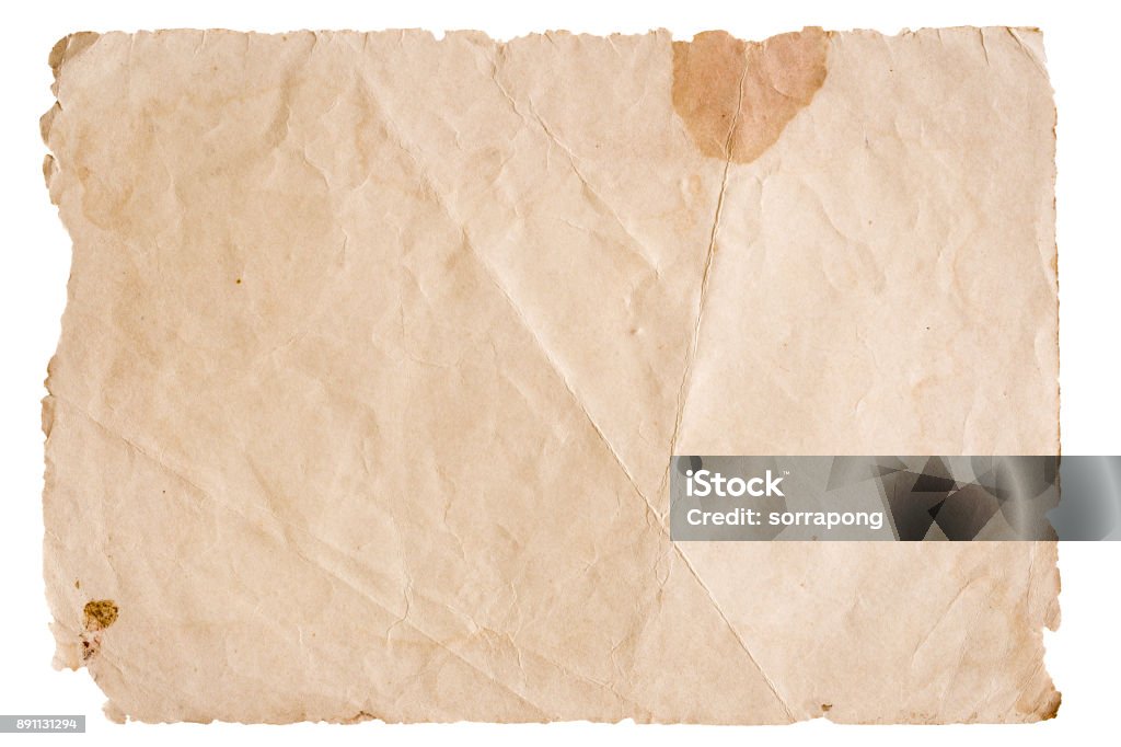 papier brun Vintage, isolé sur fond blanc - Photo de En papier libre de droits