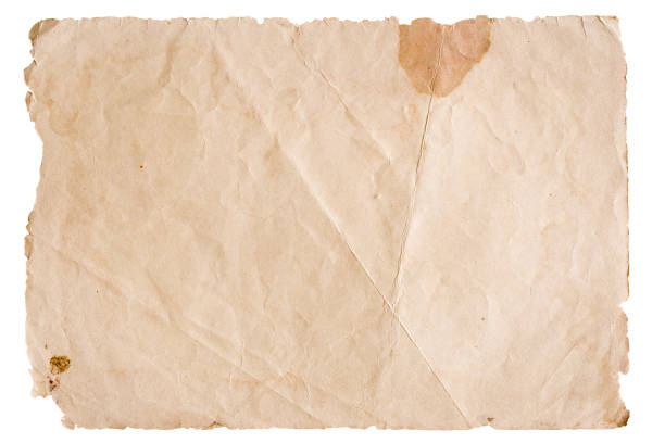 carta marrone vintage isolato su sfondo bianco - old fashioned paper old obsolete foto e immagini stock