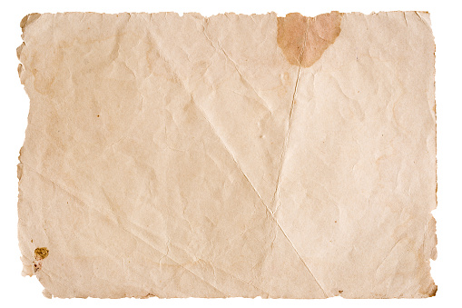 vintage brown paper isolated on white background